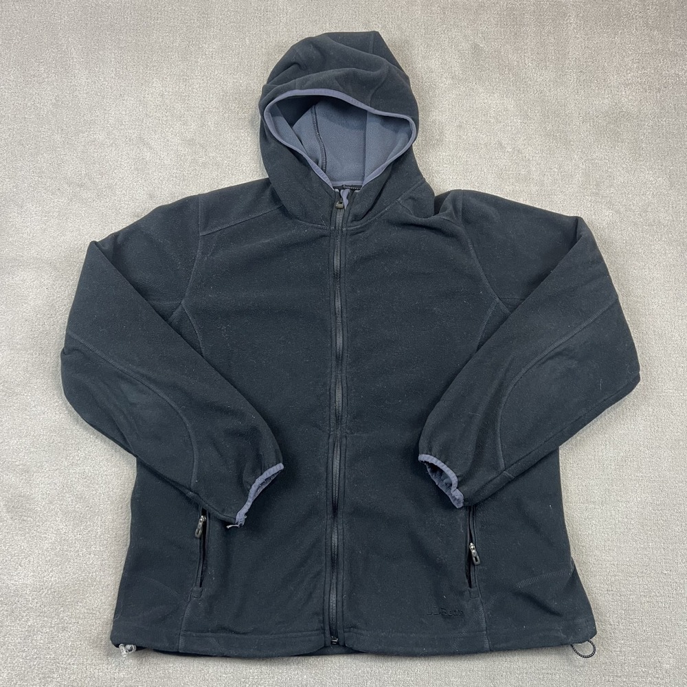 L.L. Bean Fleece Hoodie Mens XL Full Zip Black Jacket Midweight Gorpcore 0GCW8